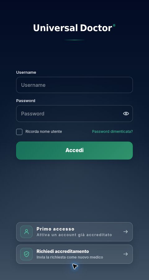 Login dell’app Medico Universal Doctor: accesso, primo accesso e richiesta di accreditamento